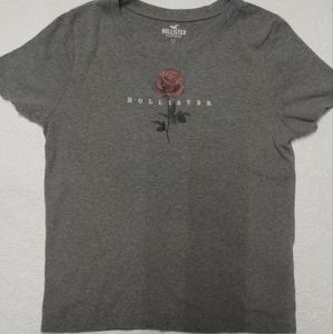 Hollister size S Grey shirt with Rose on it